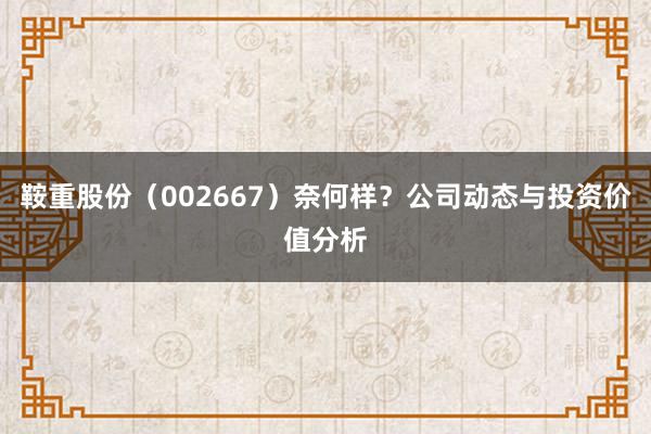 鞍重股份（002667）奈何样？公司动态与投资价值分析