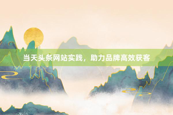 当天头条网站实践，助力品牌高效获客